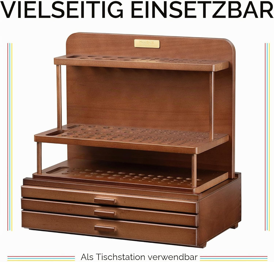 MEEDEN Pro Aufbewahrungsbox für Künstler, 3 Schubladen, massives Buchenholz, tragbare Organizer-Schu