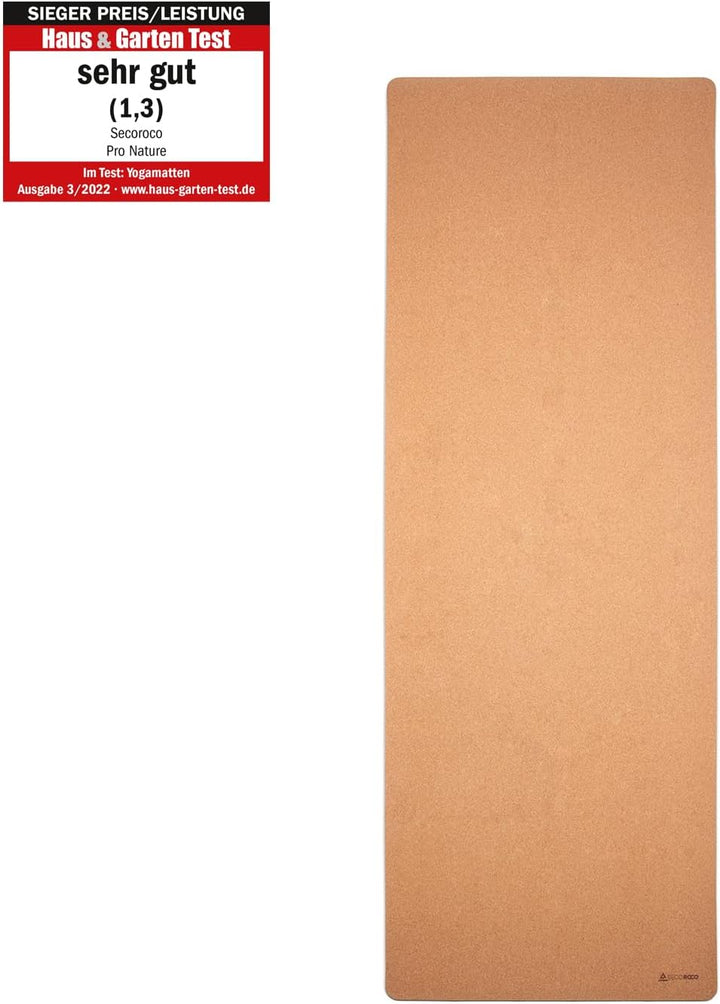 Yogamatte Pro aus Kork, Testsieger Preis/Leistung, extra gross 200x66 cm, getestet mit sehr gut, Tra