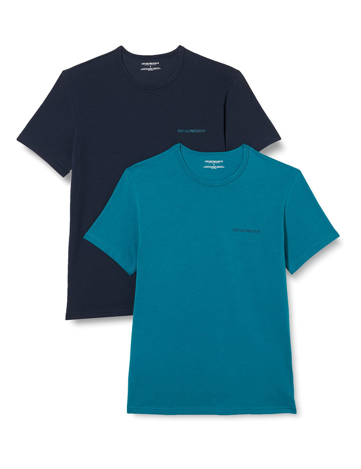 Emporio Armani Herren Shirt (2er Pack) S Marine/Topaz, S Marine/Topaz