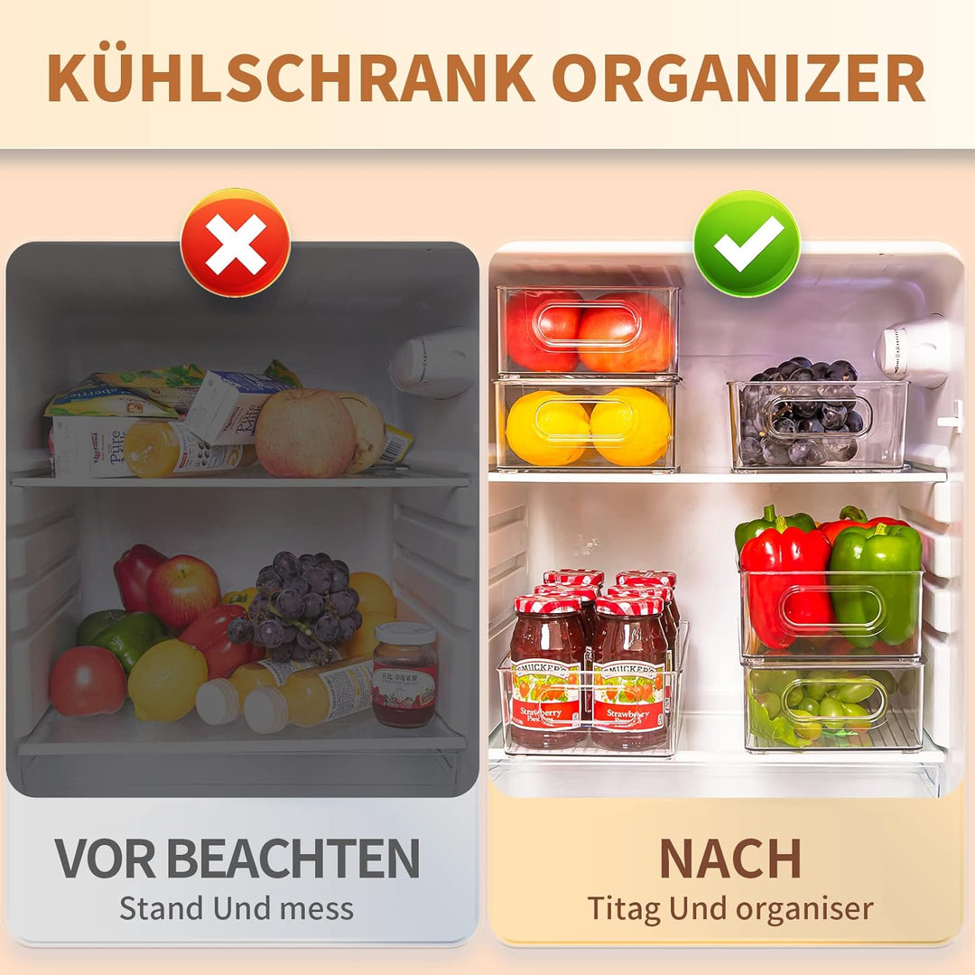 XSIUYU Kühlschrank Organizer 6er Set, Stapelbare Küche Aufbewahrungsbox & Organisation Gschublade Fr