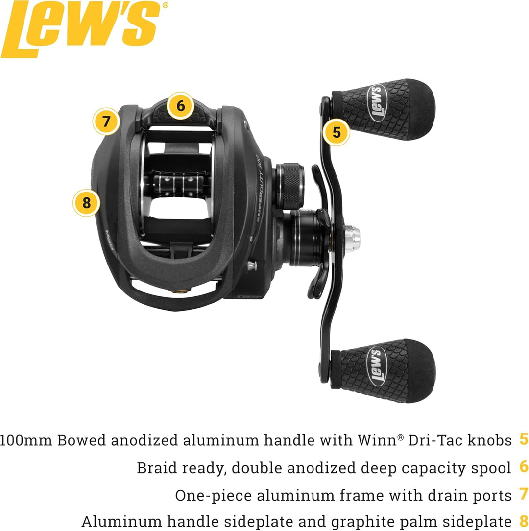 Lew's SuperDuty Baitcast-Spule mit 300 Geschwindigkeiten 7.2:1 Linkshänder-Baitcast-Rolle, 7.2:1 Lin