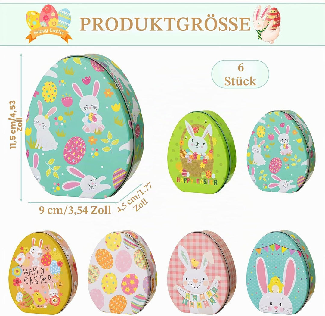 Osterhasen-Keksdosen*6pcs, Ostern Keksdose Gebäckdose mit Deckel, Hase Ostereier Geschenkdose, Oster