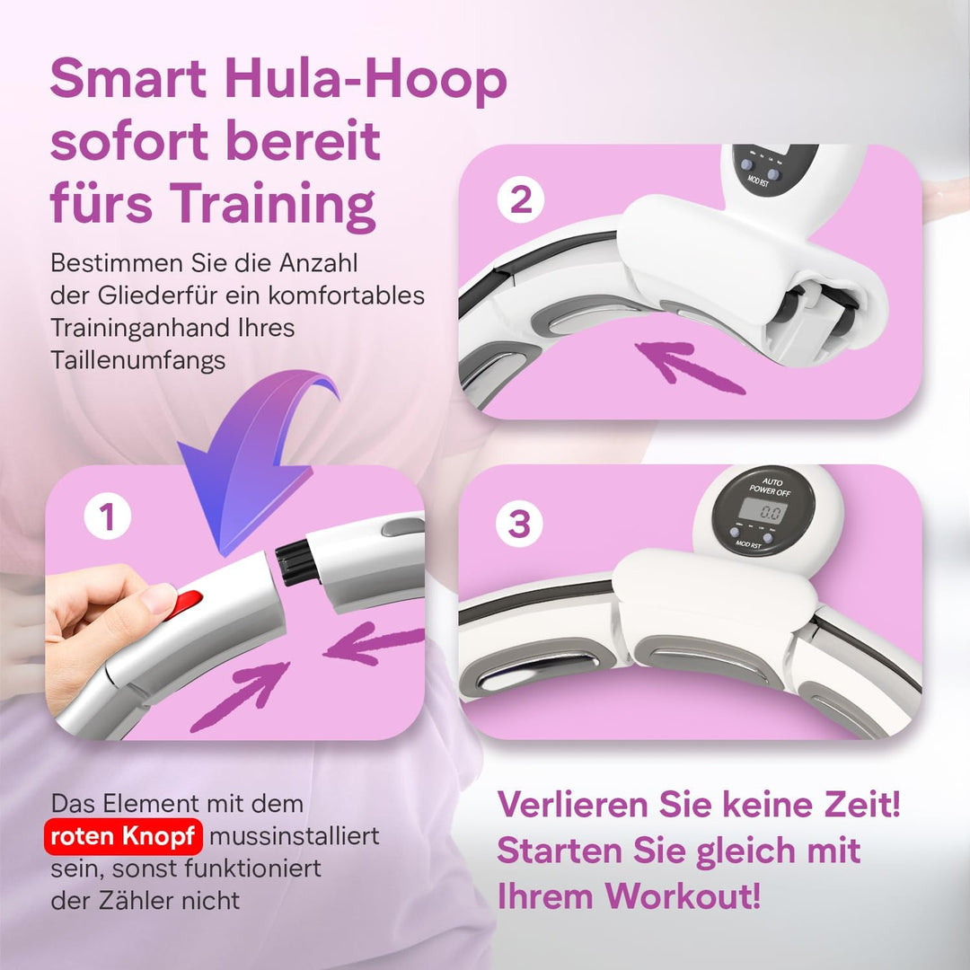Smart Hula Hoop Reifen Erwachsene, Smart Hula Hoop Leise mit Zähler, Fitness Hula Hoop mit Gewicht K