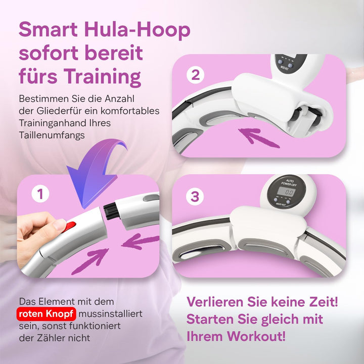 Smart Hula Hoop Reifen Erwachsene, Smart Hula Hoop Leise mit Zähler, Fitness Hula Hoop mit Gewicht K