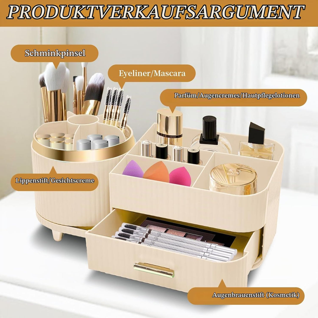 Cinnani Make Up Kosmetik Organizer, 360° Drehbarer Multifunktionale Kosmetikaufbewahrung,Beauty Orga