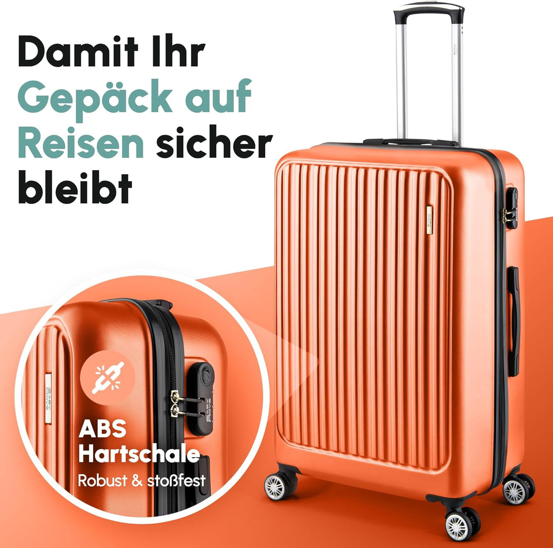 Easy Move ABS Hartschalenkoffer [ERGONOMISCH & SICHER] - Grosser Trolley Koffer mit 360° Rädern, Zah