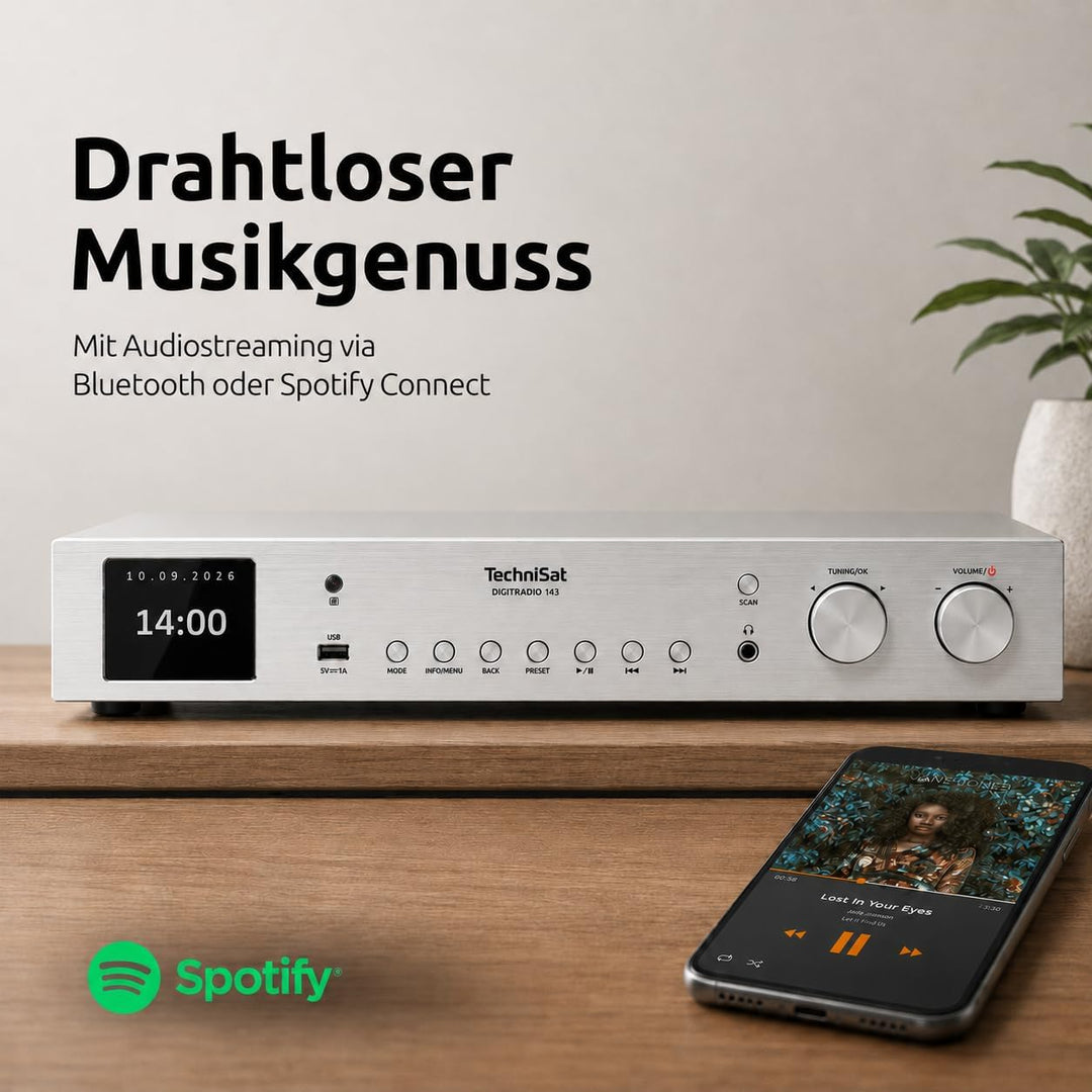 TechniSat DIGITRADIO 143 (V3) – HiFi-Tuner Internetradio (DAB+ Digital-Radio, Bluetooth-Audio-Stream