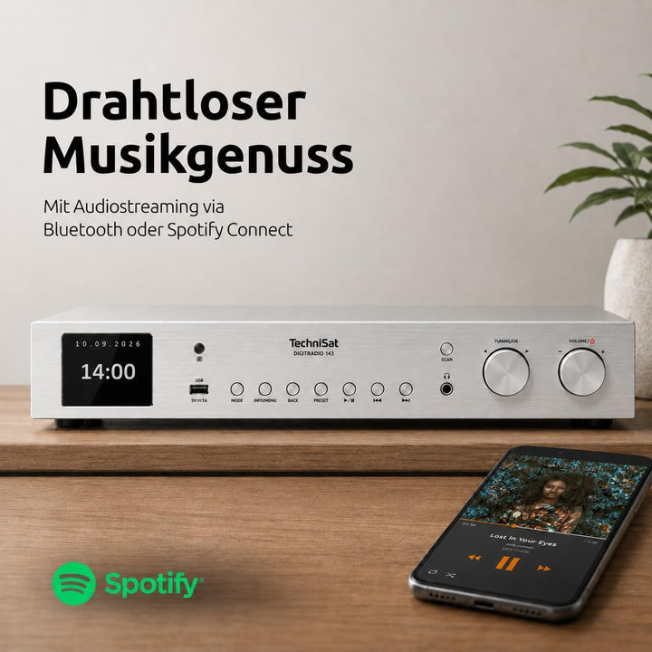 TechniSat DIGITRADIO 143 (V3) – HiFi-Tuner Internetradio (DAB+ Digital-Radio, Bluetooth-Audio-Stream