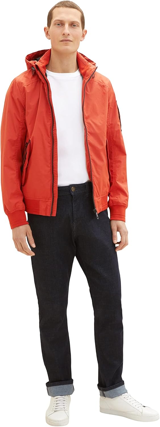 TOM TAILOR Herren Bomber-Jacke mit abnehmbarer Kapuze M 13722 - Rooibos Orange, M 13722 - Rooibos Or
