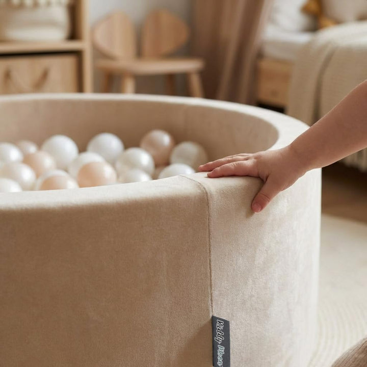 KiddyMoon Rund Bällebad Velvet Bällepool 90X30cm/300 Bälle ∅ 7Cm Ballgruben Für Babys Spielbad Klein