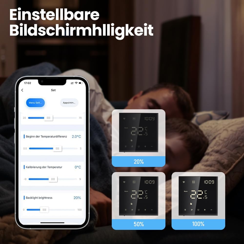 Irishom WiFi Thermostat mit Wasser Fussbodenheizung und Kesselsteuerung,Wchentlich Programmierbar Ra