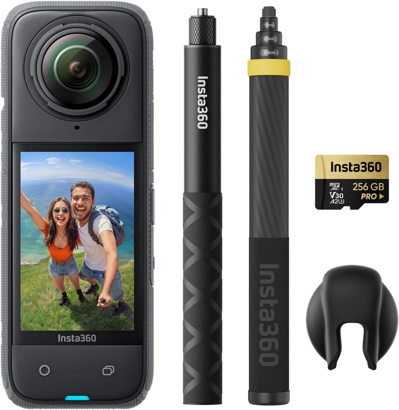 Insta360 X4 Drohnenfreies Bundle – wasserdichte 8K 360°-Action-Cam, 4K Weitwinkelvideos, Unsichtbare