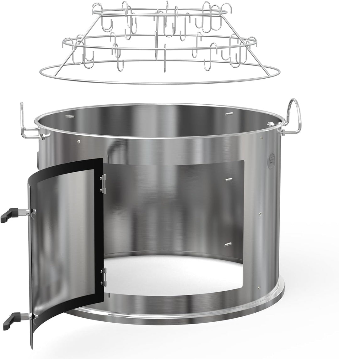 Onlyfire Edelstahl-Räucherkammer-Mittelkochsystem für Weber 57 cm Kugel-Holzkohlegrill (Ring+Speck-A