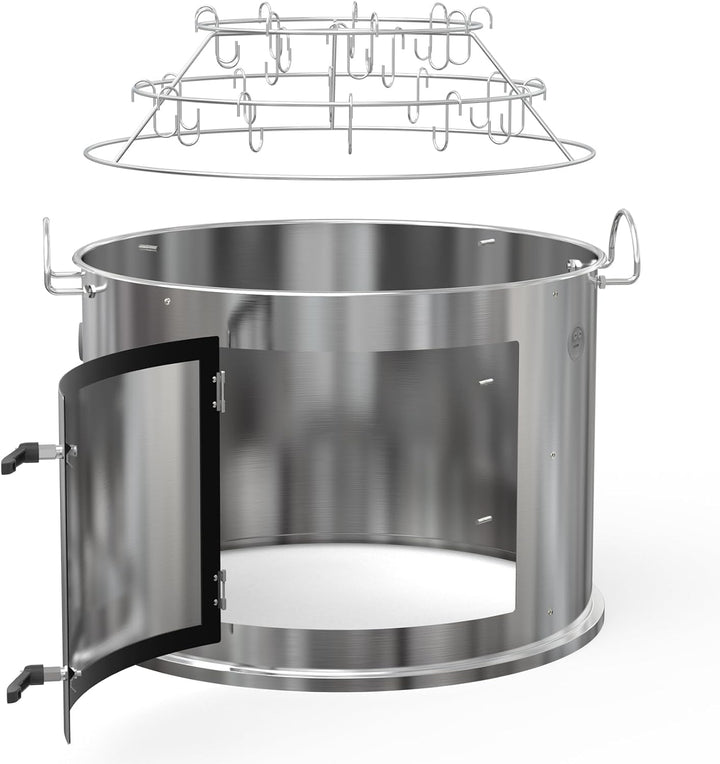 Onlyfire Edelstahl-Räucherkammer-Mittelkochsystem für Weber 57 cm Kugel-Holzkohlegrill (Ring+Speck-A