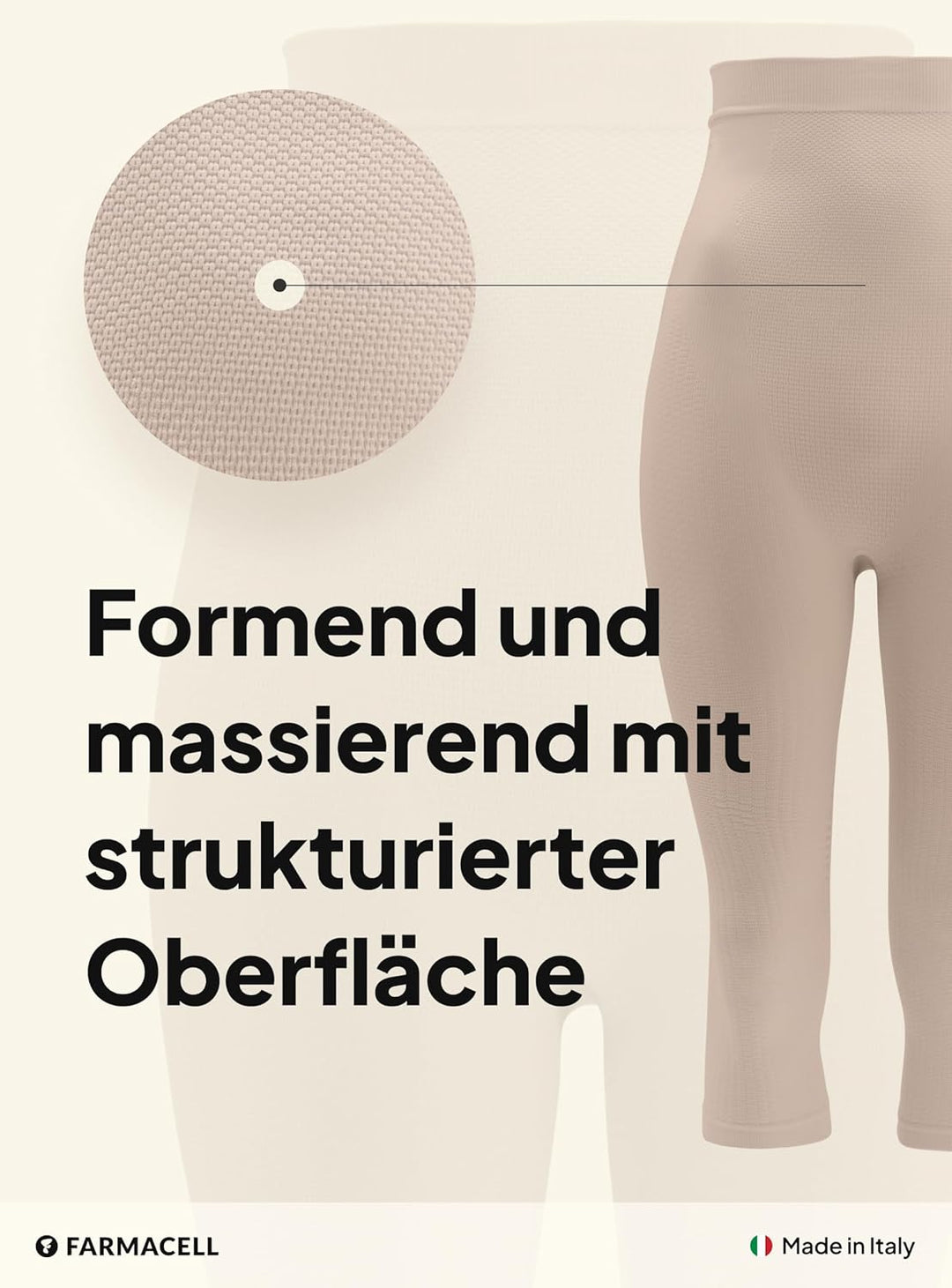 FarmaCell 323 Massierende Figurformende Lange Hose mit Pushup und Anti Cellulite Effekt 4XL-5XL Beig