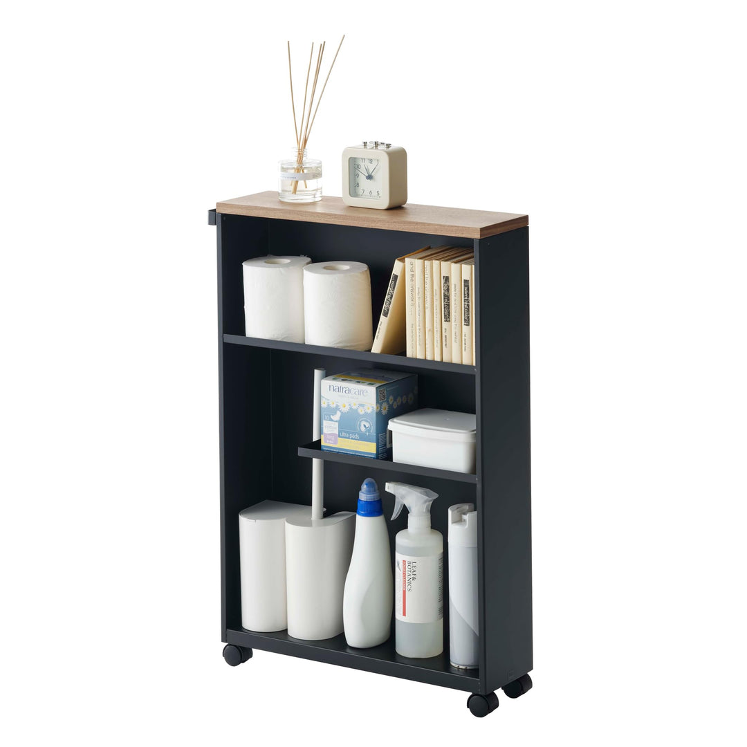 Semi-Closed storage cart - Tower - black Schwarz, Schwarz