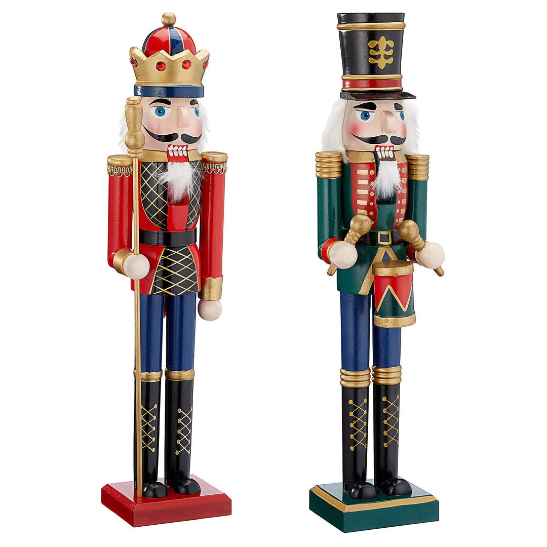 Cepewa Nussknacker aus Holz Set König+Trommler r/g r/b 38 cm Weihnachtsdeko Figur Erzgebirge Nussbre