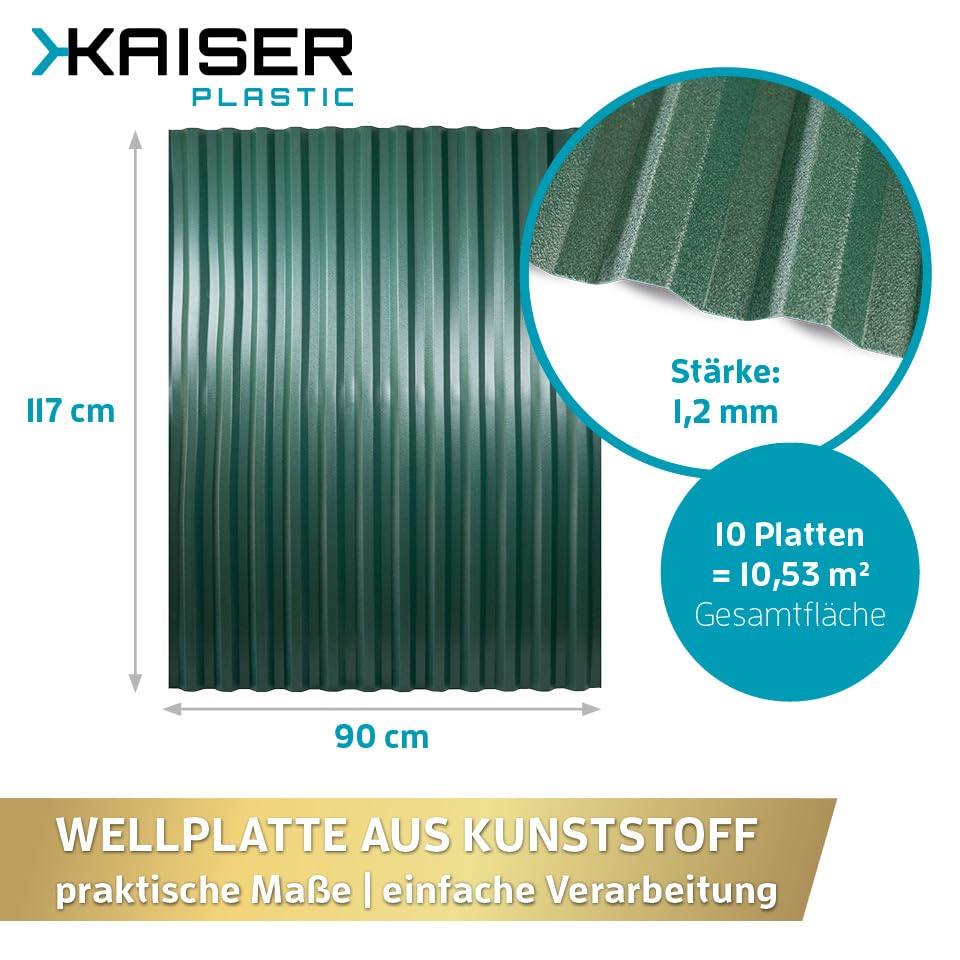 KAISER plastic® Wellplatten Grün | Wellplatten Dach, Welldach Kunststoff | Dachplatten wetterfest |