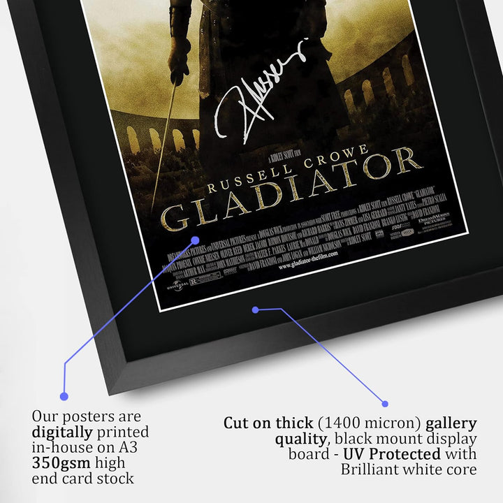 HWC Trading Gladiator A3 Gerahmte Signiert Gedruckt Autogramme Bild Druck-Fotoanzeige Geschenk Für R