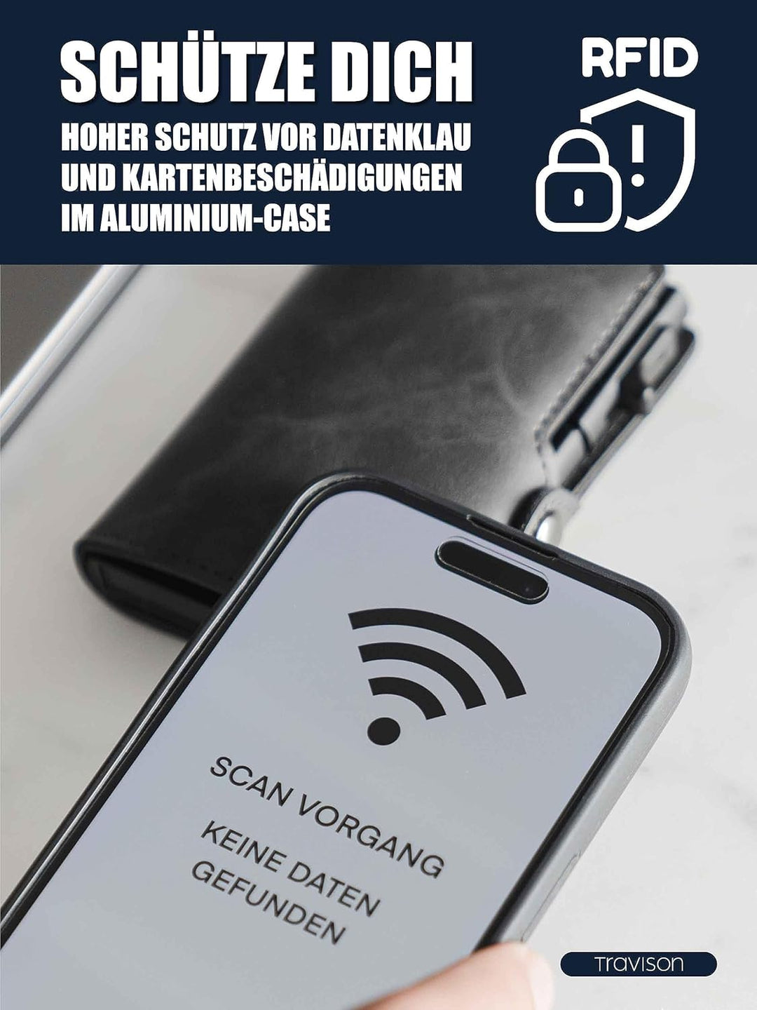 Travison® SMART Wallet mit Münzfach und Geldscheinfach - Kartenetui mit Münzfach und Schnellzugriff