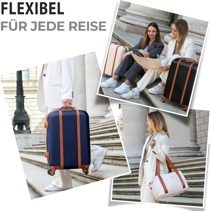 FERGÉ Handgepäck Koffer Set 3 teilig Kabinenkoffer Hartschale 55 x 40 x 22 cm + Reisetasche + Kultur