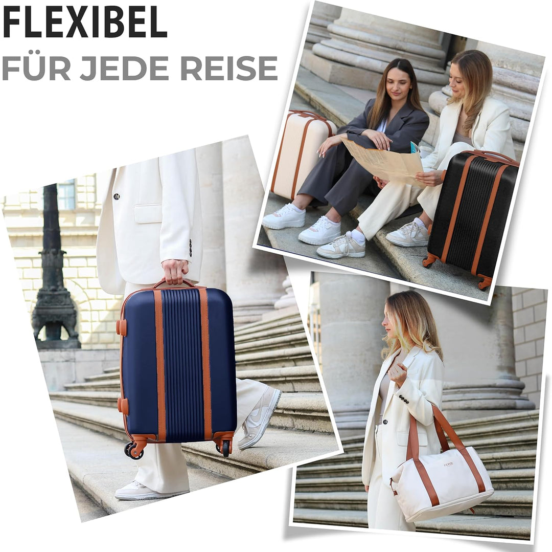 FERGÉ Kofferset Hartschale 5-teilig Milano 3 Grössen Hartschalenkoffer Set + Reisetasche + Kulturbeu