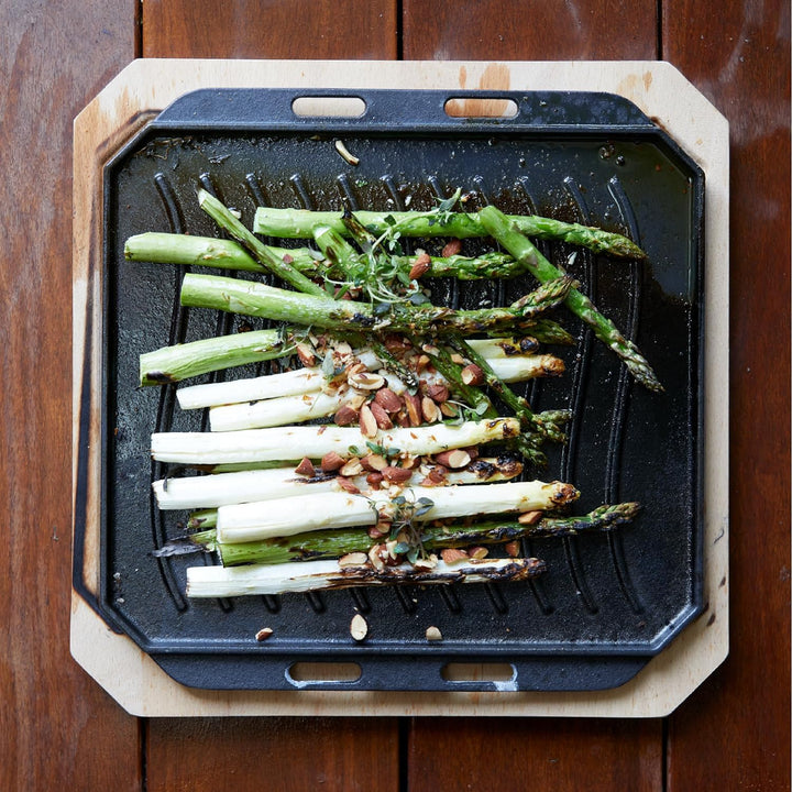 Millarco 90327 Cozze Gusseisenpfanne mit HolzschaleAbnehmbarer Handgriff aus SS304 Edelstahl mit mat