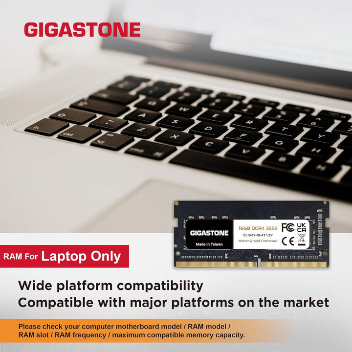 【DDR4 RAM Nur für Laptops】 GIGASTONE 32GB Kit (2x16GB) DDR4 2666MHz (2400MHz or 2133MHz) PC4-21300(P