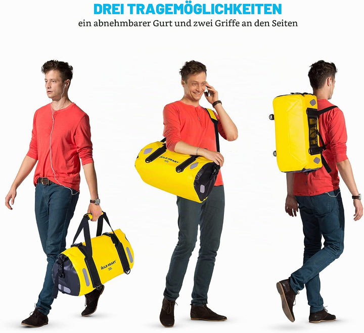 WILD HEART wasserdichte Tasche für Kajakfahren, Camping, Boot, Radfahren 20L 30L 40L 20 l Schwarz, 2