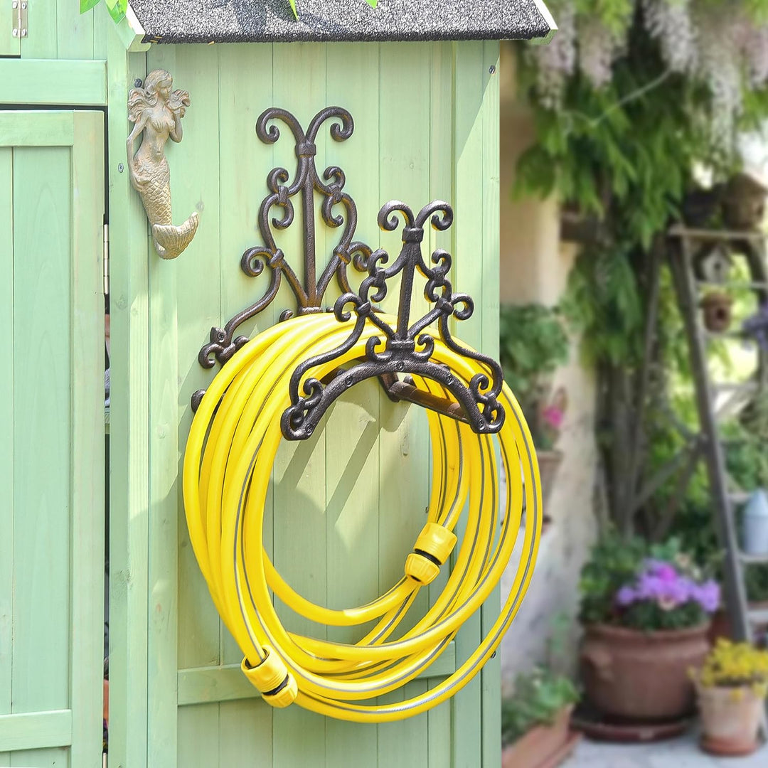 Sungmor Gartenschlauchhalter aus Gusseisen, Wandmontierte Wasserschlauch-Aufhänger, Vintage-Muster d