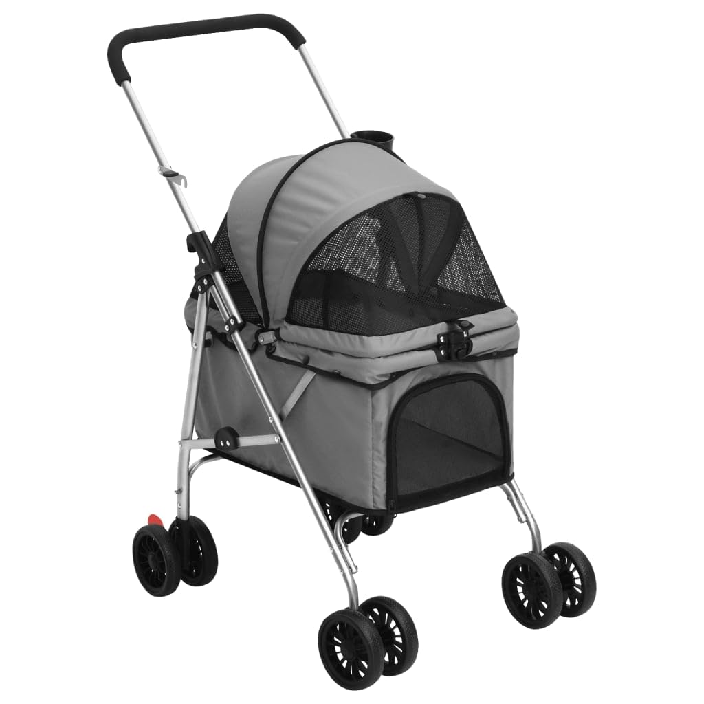 vidaXL Hundewagen Faltbar 76x50x100cm Oxford-Gewebe Hundebuggy Hundetrolley Grau, Grau
