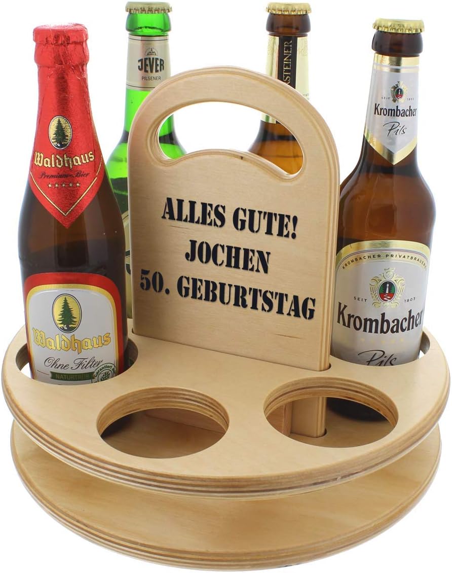 Unbekannt Der Holz-Bier-Träger für Feierfreunde mit Ihrer Personalisierung - Tolle Geschenkidee für