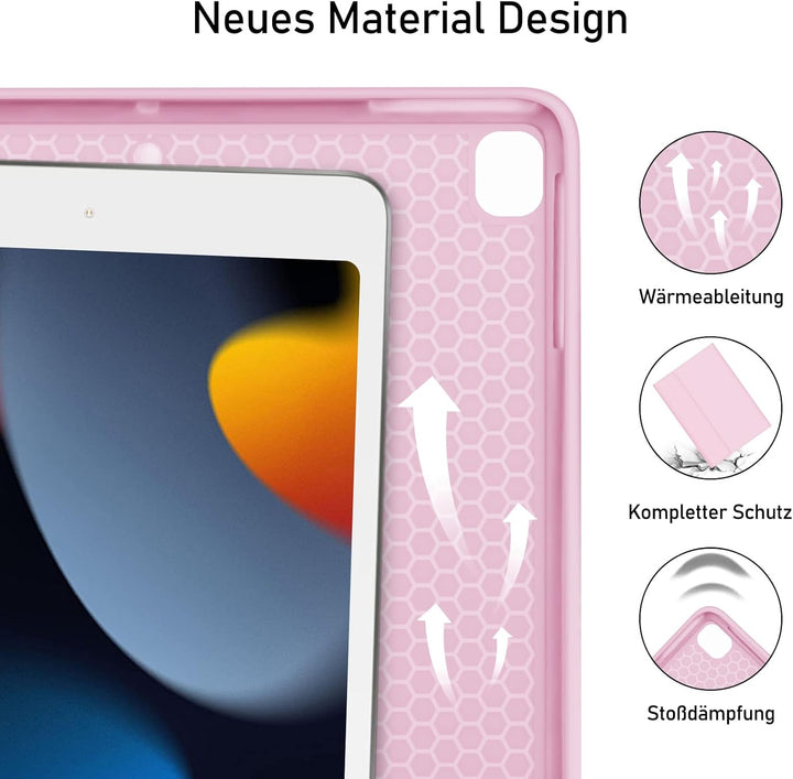 Hofsos Hülle mit Tastatur für iPad 10.2 Zoll 9 Generation 2021 - QWERTZ Layout Keyboard, Magnetische