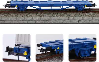 Evemodel 2 Set Spur H0 1:87 Schienenwagen Flachwagen mit Drehrungen Transport Gütern Schwerlast Wage