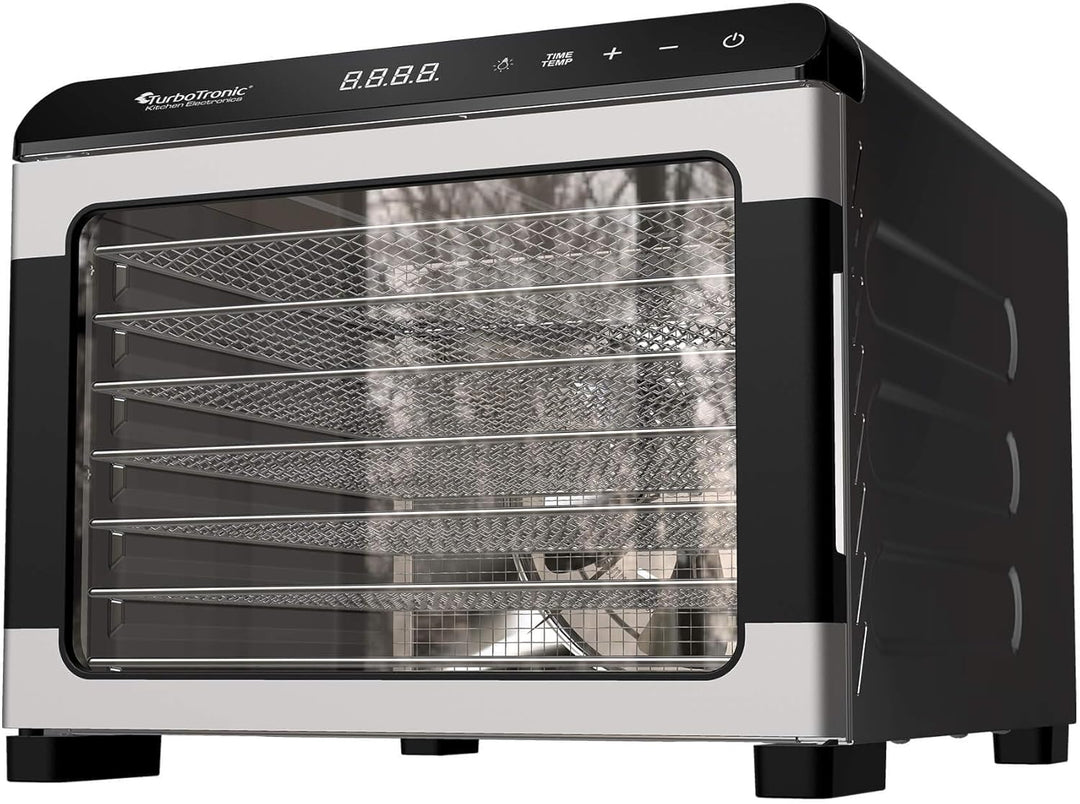 TurboTronic Dörrgerät Food Dehydrator 50 Liter - 35°C bis 75°C - komplett aus Metall 7 Etagen Obst G
