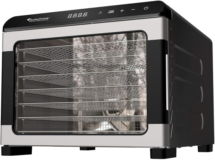 TurboTronic Dörrgerät Food Dehydrator 50 Liter - 35°C bis 75°C - komplett aus Metall 7 Etagen Obst G