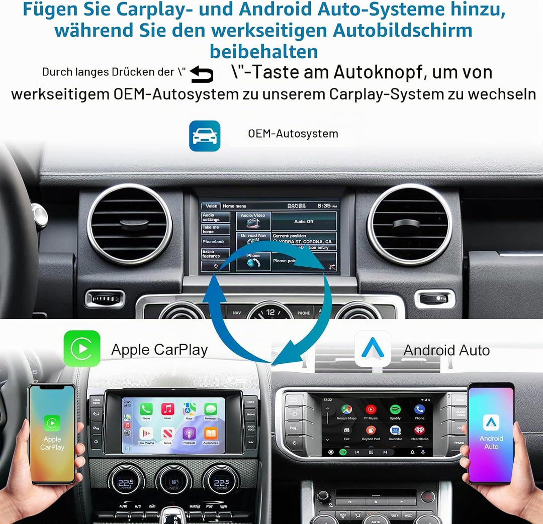 EZoneTronics Wireless CarPlay &amp; Android Auto Retrofit Kit Decoder Box für Land Rover Jaguar Range Ro