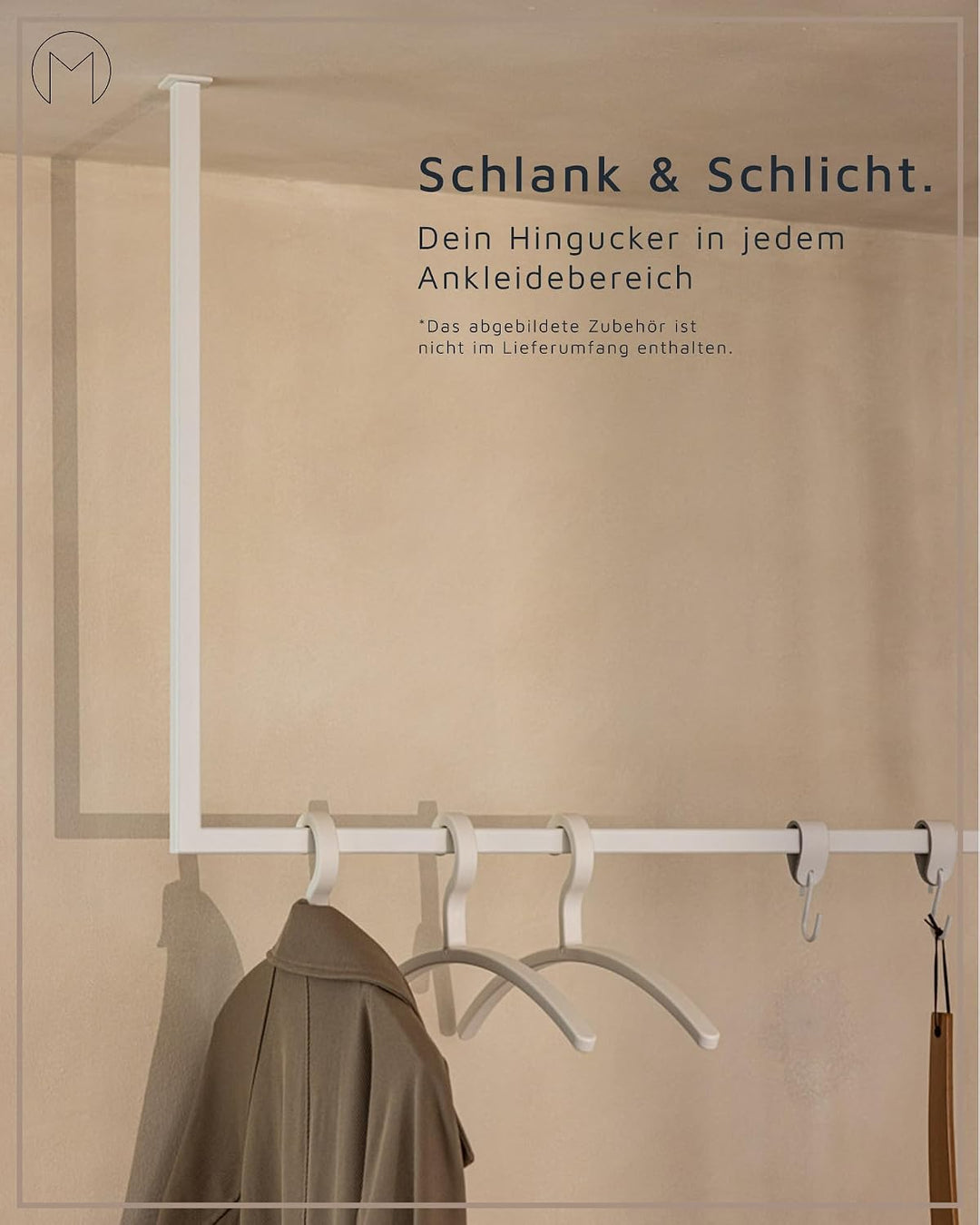 Metallbude Kleiderstange RUBI Weiss - Eckige Garderobe mit Deckenmontage - Kratz-, Stoss- &amp; Schlagfe