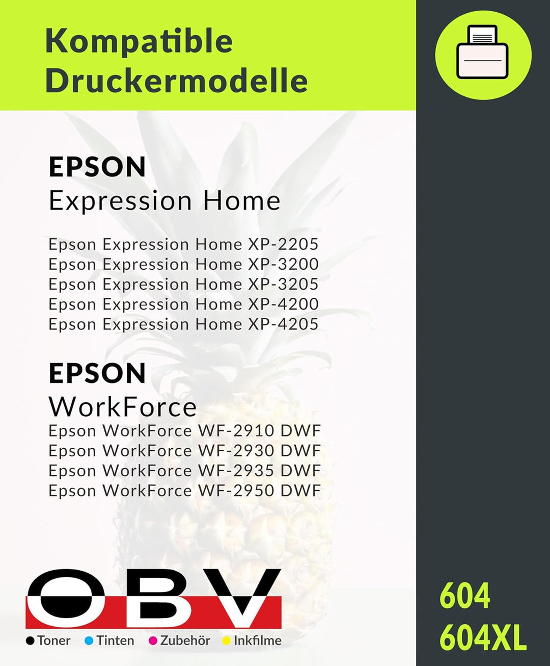 OBV 5X kompatible Tinte als Ersatz für Epson 604XL Multipack für XP-2200 2205 3200 3205 4200 4205 /