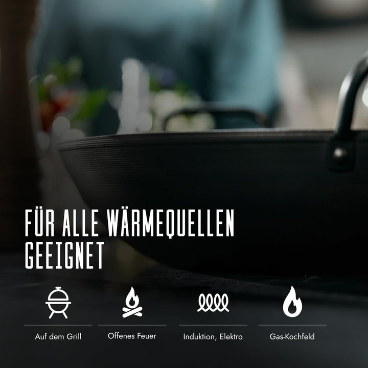 Skottsberg Bratpfanne Stahlpfanne 24 cm voreingebrannt und ohne Antihaftbeschichtung Skillet Stielpf