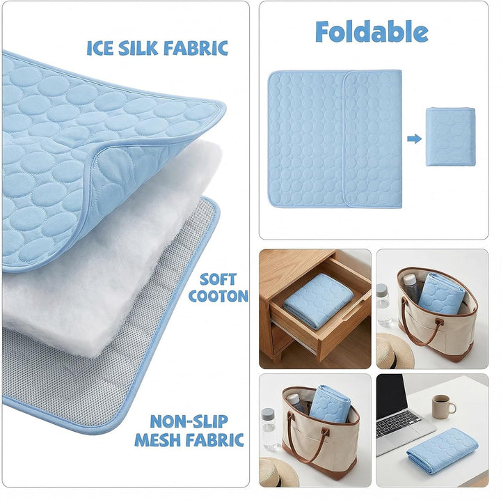 Qoosea Kühlmatte für Hunde Selbstkühlende Hundematte, Komfortabel Pet Cooling Mat Kühldecke Waschbar