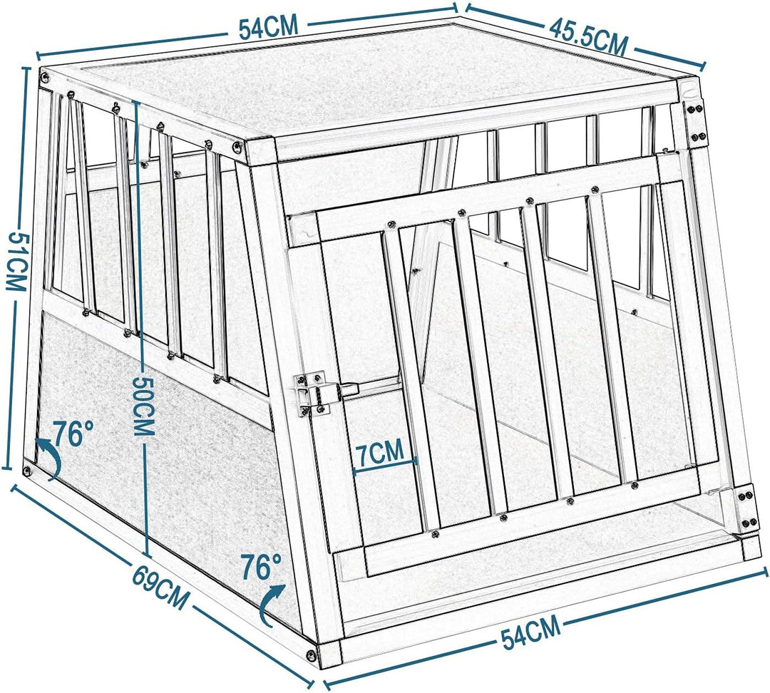 EUGAD Hundetransportbox Aluminium, Hundebox Auto Kofferraum für mittlere/kleine Hunde,Autotransportb