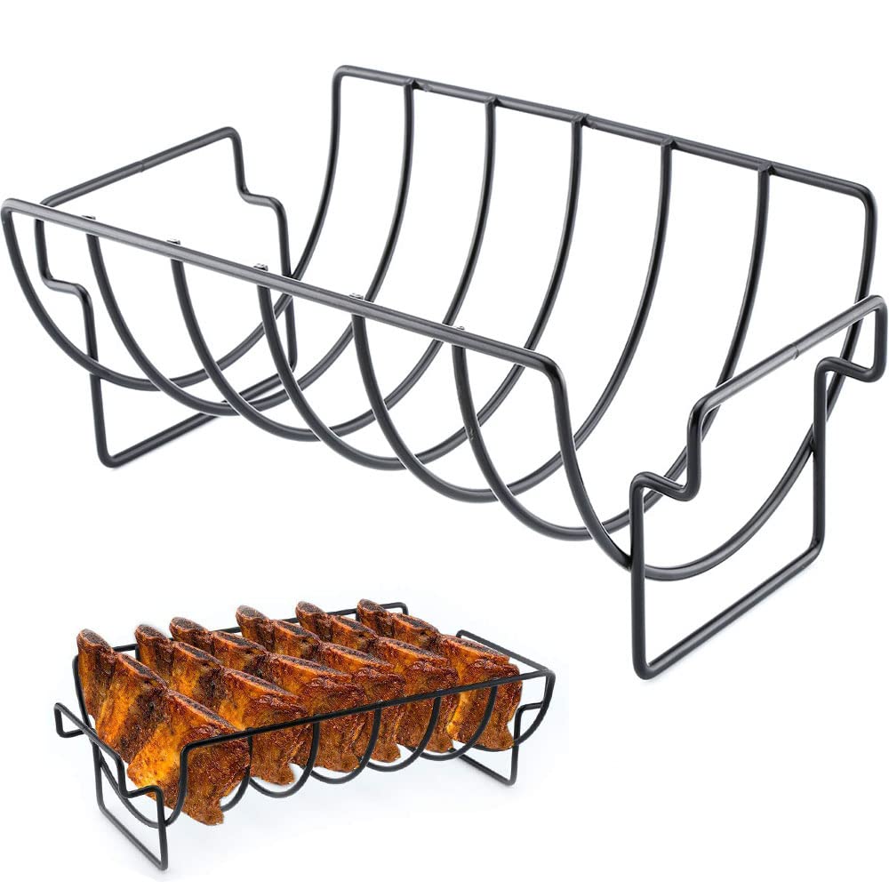 BBQ Rib Rack, Grill Rib Stand, Bratenkorb zum Grillen, Rippenhalter Grill, Metall Grill Halter Rib R