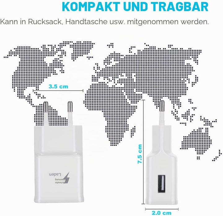 USB Ladegerät Schnellladegerät mit USB C Ladekabel 1,5m Für Samsung Galaxy S22 S21 S20 S10 S9 S8 A16