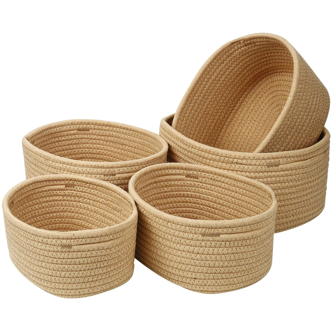 5er Set Baumwollseil Aufbewahrungskorb,Körbchen Wickeltisch Organizer Korb Aufbewahrung,Storage Bask