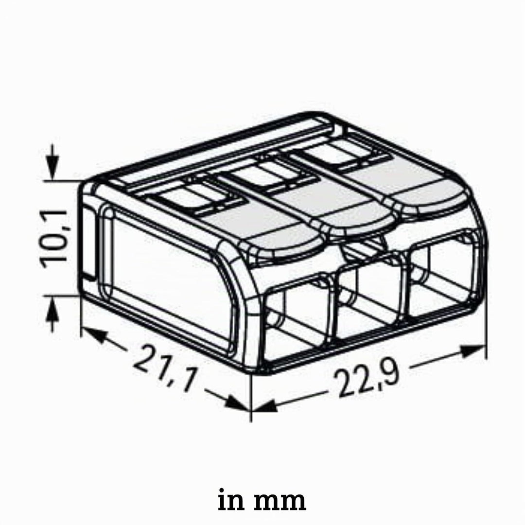 WAGO® Klemme, 3-Leiter, 6 mm², Ex, Verbindungsklemme mit Hebel, 221-683 (30 Stück)