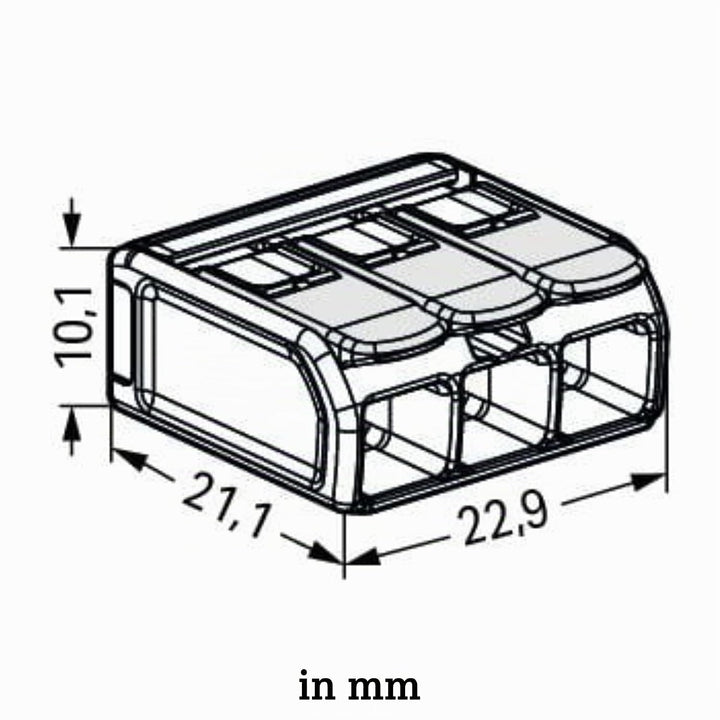 WAGO® Klemme, 3-Leiter, 6 mm², Ex, Verbindungsklemme mit Hebel, 221-683 (30 Stück)
