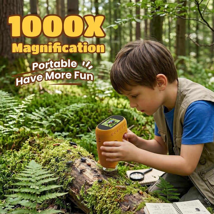 1000X Digital Mikroskop für Kinder Pocket: 2-in-1 Lupe und Teleskop - Geschenk für Jungen Mädchen ab