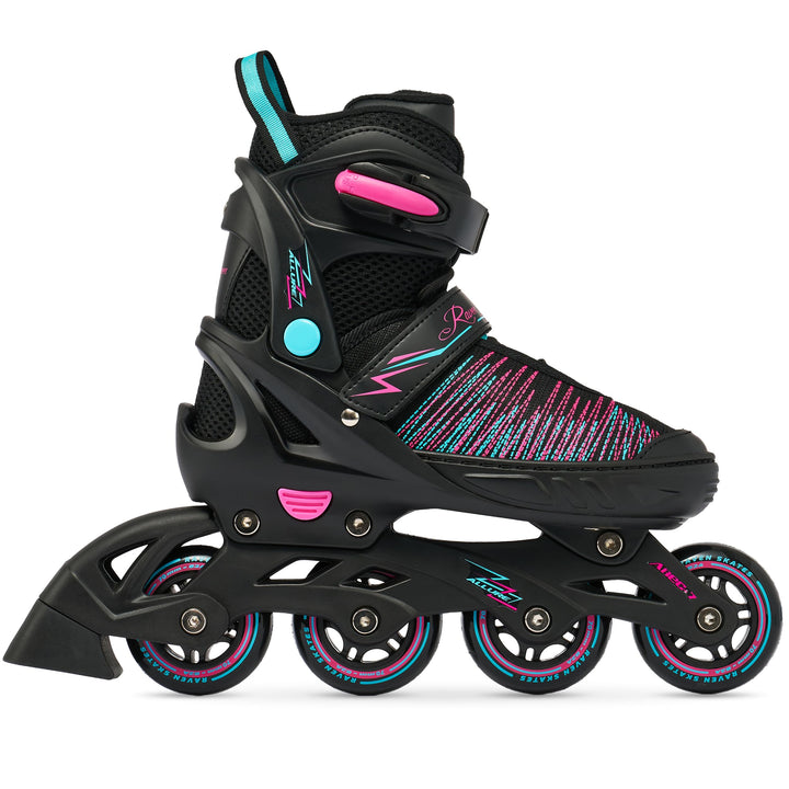 RAVEN Inline Skates Inliner für Kinder Erwachsene Mädchen Damen verstellbar 31-35 (20,5cm-23cm) Allu