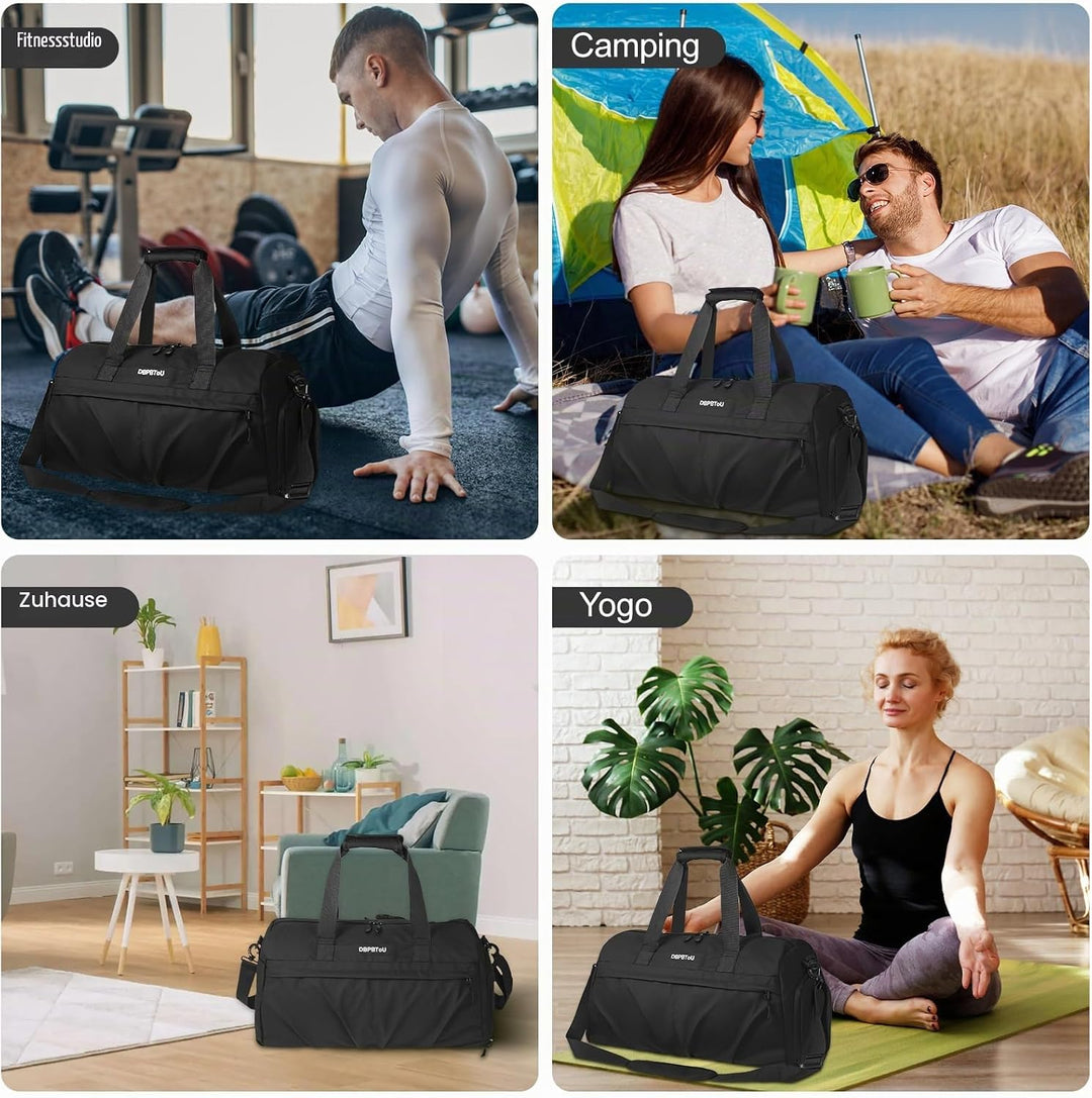 Sporttasche Damen Herren Hartes Material, Reisetasche mit Schuhfach Zwei Belüftungslöchern und Nassf